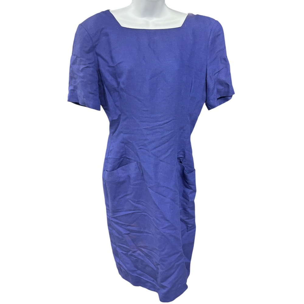 Geary Roark Kamisato Linen Dress Open Back Gold Button Detail Size 14*